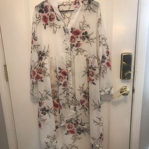 Large floral sheer shirt/dress